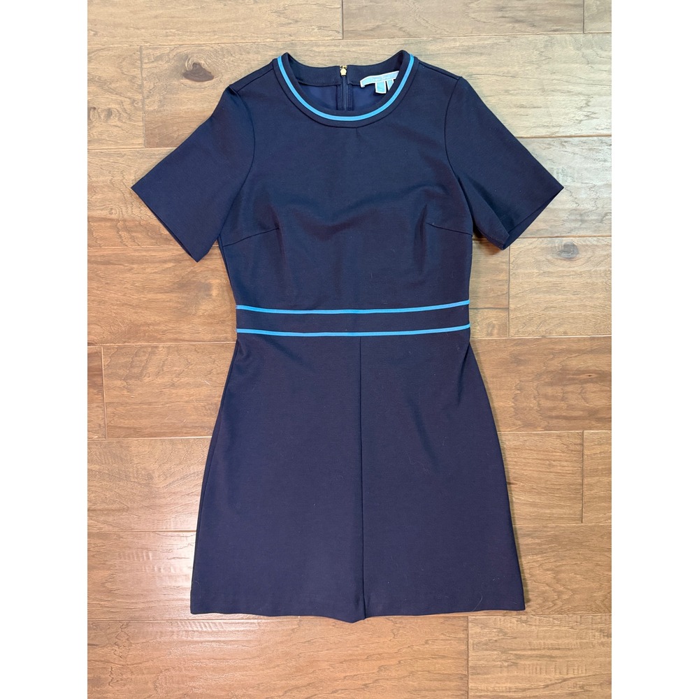 Draper James Navy Blue Short Sleeve Piping Accent Ponte Knit Dress Size M